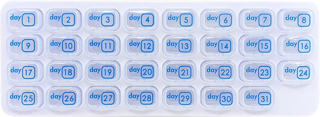 31 ημέρα Μηνιαία Pill Box Planner οργανωτής με ημερήσια μετακινήσιμα φάρμακα Pods, Μεγάλη Travel Med Dispenser