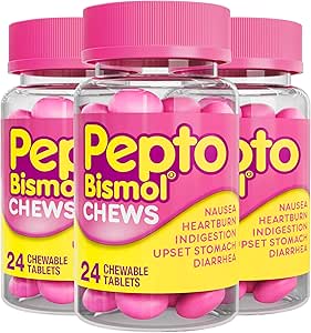Pepto Bismol Chews, Γρήγορη και αποτελεσματική Digestive Relief από Ναυτία, Heartburn, Δυσπεψία, Αναστατωμένο Στομάχι, Διάρροια, 72 Σύνολο (3 συσκευασίες των 24)