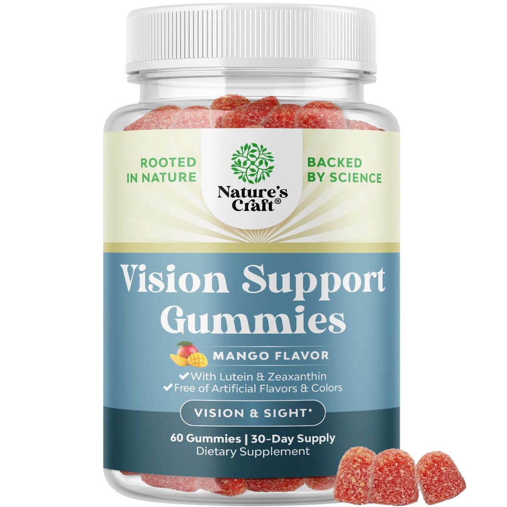 Υποστήριξη όρασης Gummies για ενήλικες - Lutein και Zeaxanthin συμπληρώματα για την υγεία των ματιών - Ισχυρή Lutein Βιταμίνες ματιών για την προστασία του μπλε φωτός