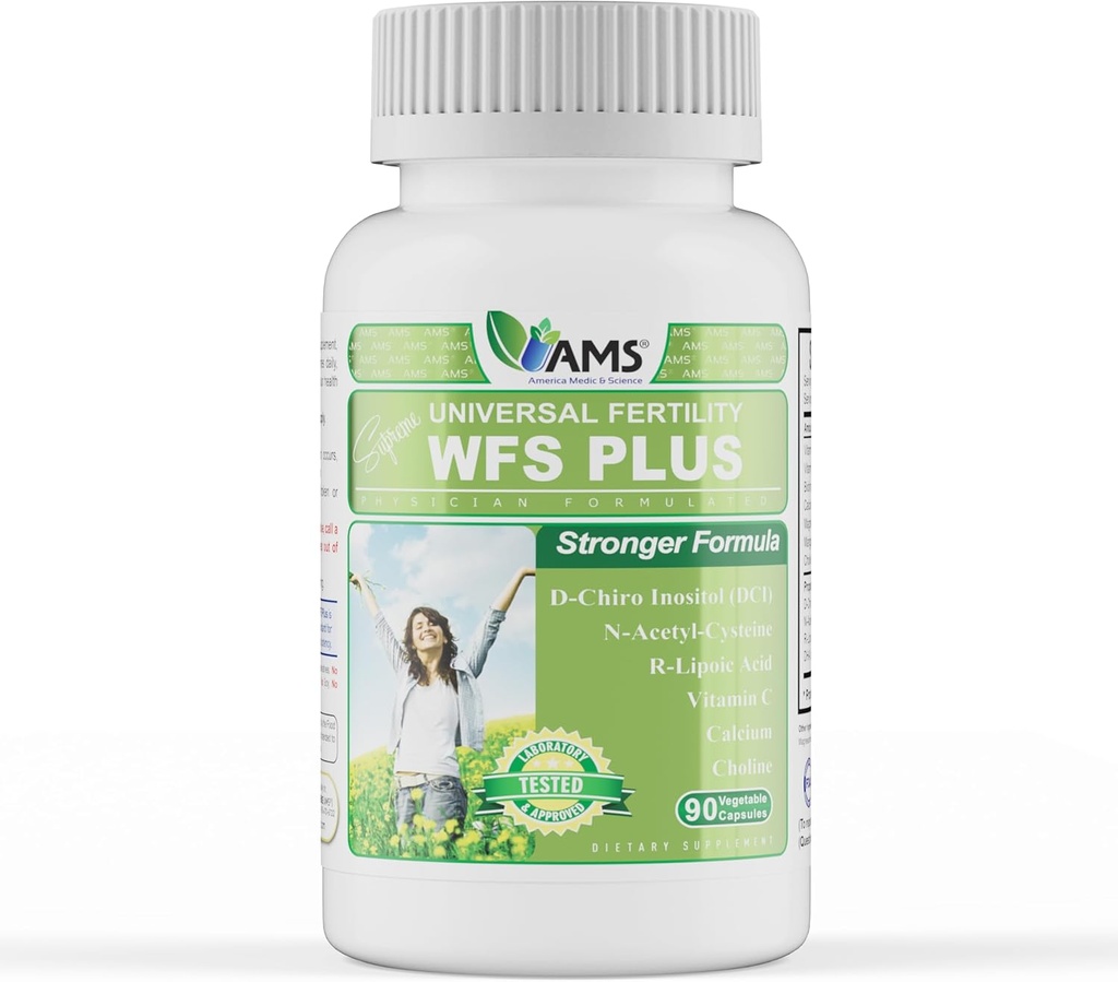 America Medic & Science WFS Plus Fertility Supplements for Women (90 Capsules) Supports Ovulatory Health | Natural Preconception Vitamins, Reproductive Aid, with D-Chiro Inositol, DHA |15-Day Supply.