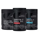Sports Research® Creatine Monohydrate Enhanced by The Omega Power House Antarctic Krill & Fish Oil with Triple Strength EPA DHA and Phospholipids, Choline & Astaxanthin - Fit for Champions