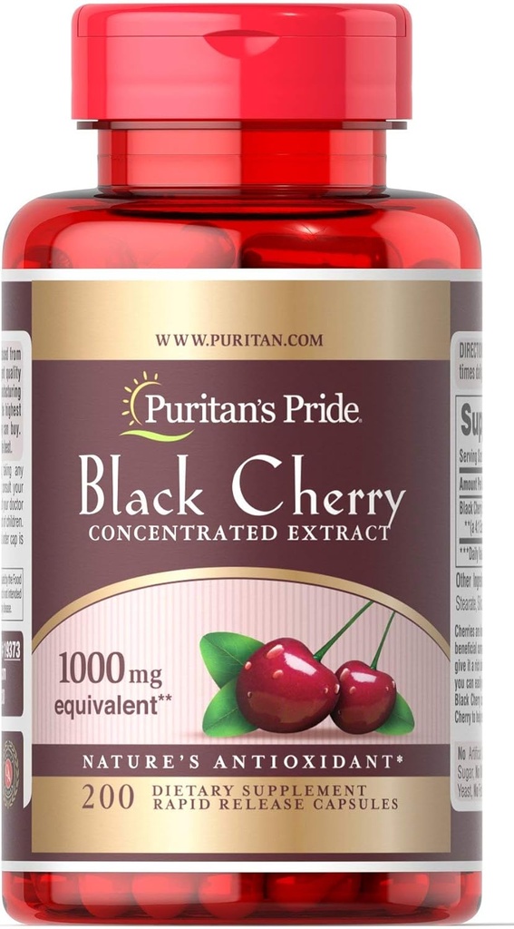 Puritans Pride Black Cherry 1000 mg Κάψουλες, 200 Count
