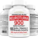 Neuroturna Support Supplement with 900 mg Alpha Lipoic Acid - Advanced ALA Formula for Feet Hands Fingers Legs - Ultra Potent 18 in 1 Natural Vitamins - 180 Capsules
