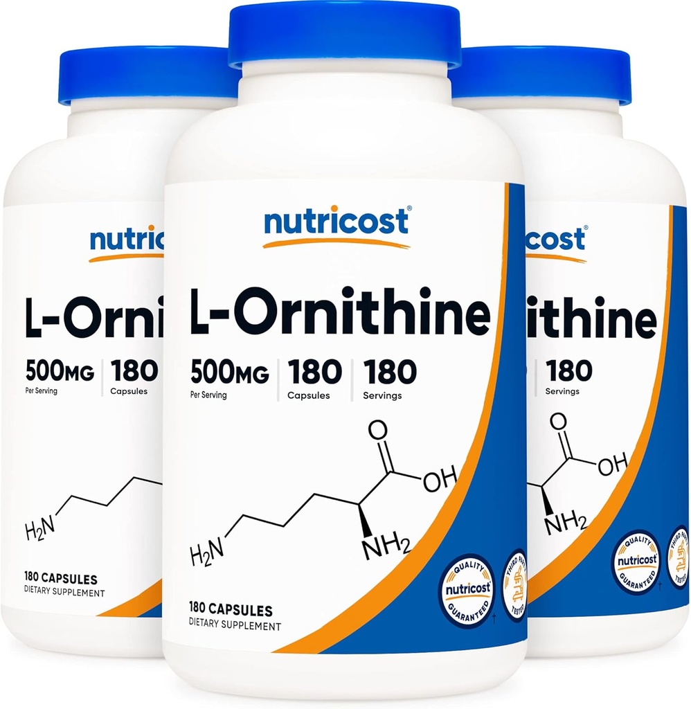 Nutricost L- Ορνιθίνη 500mg; 180 Καψάκια (3 φιάλες)