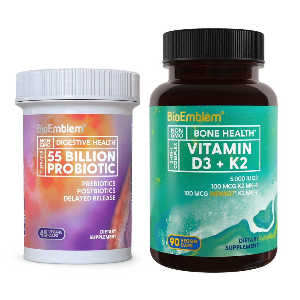 BioEmblem Βιταμίνη D3 K2 (5000IU και 200mcg) & Προβιοτικά για γυναίκες & άνδρες