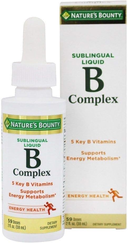 Nature's Bounty B Complex με B12 υπογλώσσιο υγρό γρήγορο συμπλήρωμα διατροφής, 2 Fl Oz