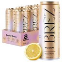 BREZ FLOW Lion’s Mane Mushroom Drink, 8-Pack, μη εγχυμένα, Adaptogens, Relieving, Uplifting, and Social, Sparkling Lemon Elderflower Tonic 12 Fl oz