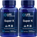 Επέκταση ζωής Super K, 150 Softgels (πακέτο του 2) με βιταμίνες K και K2