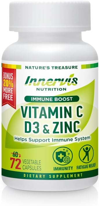 Immune Boost Complex – Βιταμίνη C 900mg, D3 2.500 IU & Ψευδάργυρος 25mg για την υποστήριξη ανοσοποιητικού συστήματος, 72 Veggie Caps 