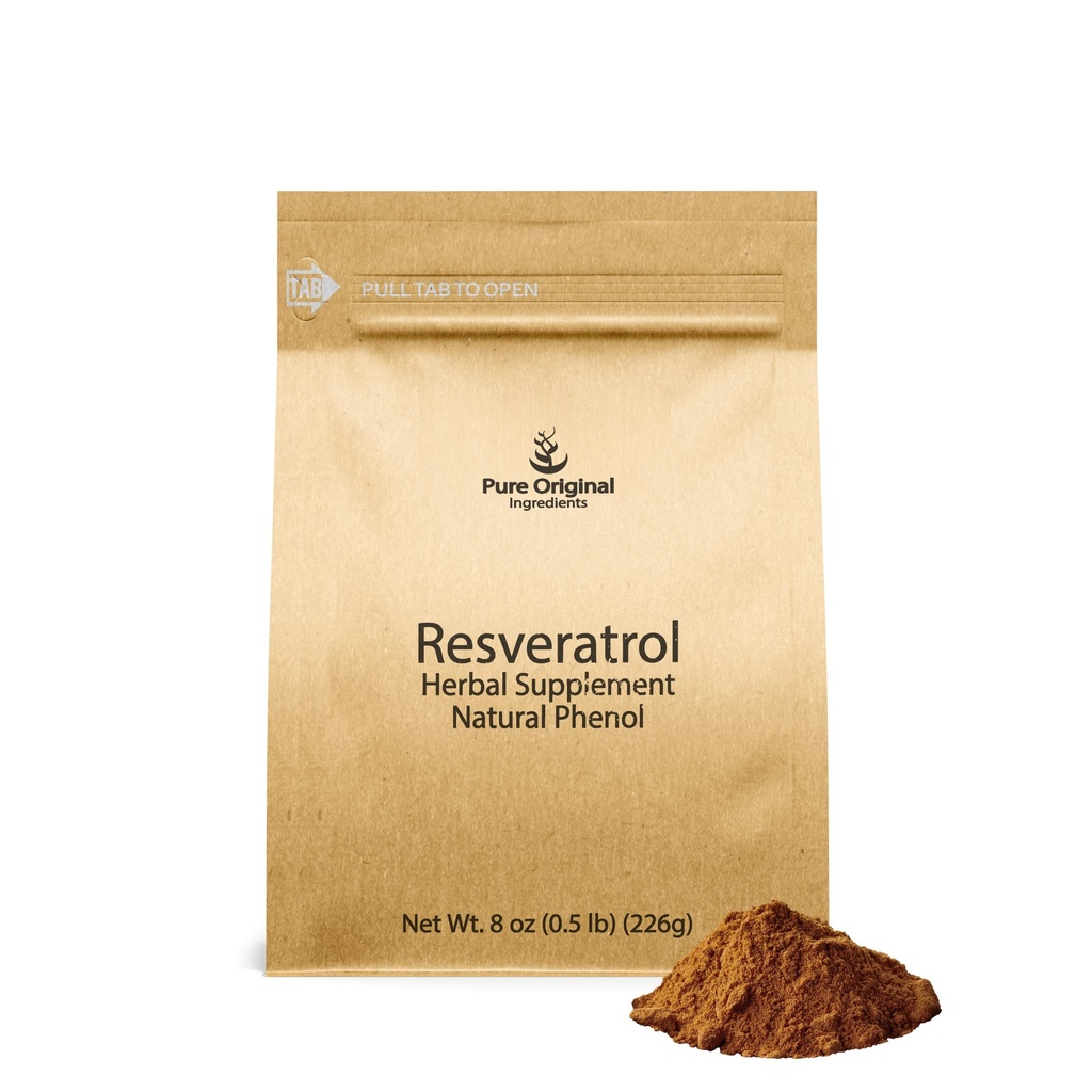 PURE αρχικά ΣΥΣΤΑΤΙΚΑ Resveratrol σκόνη, 8 oz, Phytoalexin, εκχύλισμα ρίζας πολυγώνου