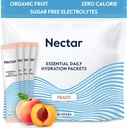 Πακέτα Ενυδάτωσης Nectar - Ηλεκτρολυτές Powder Packets - Χωρίς ζάχαρη & 0 θερμίδες - Βιολογικά Υγρά Φρούτων Καθημερινά IV Ηλεκτρολυτές Σκόνη για Αφυδάτωση Ανακούφιση & Ταχεία ενυδάτωση (Peach 30 Pack)