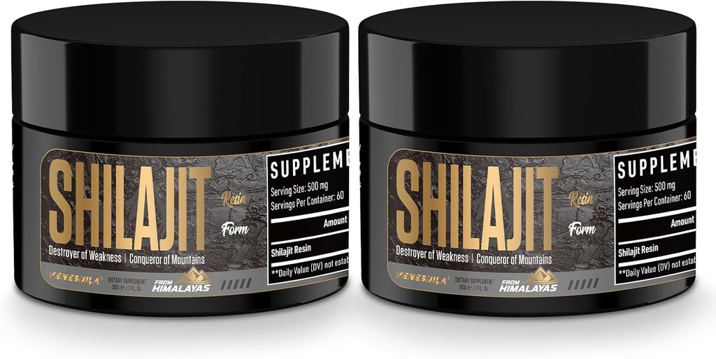 Shilajit Resin - Βιολογικό Shilajit Resin Τρίτο μέρος δοκιμαστεί πλούσια σε 85+ ίχνη ορυκτών, χρυσό βαθμού Ιμαλαΐων Pure Shiljait για την ενέργεια (1 fl Oz (πακέτο του 2)