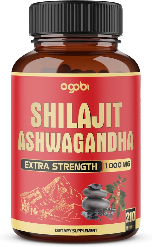 agobi 210 Κάψουλες - 600mg Shilajit συμπλήρωμα με 400mg οργανική ρίζα Ashwagandha - Shilajit καθαρό ιμαλαΐων Βιολογικό για την παραγωγή ενέργειας, ανοσοποιητικό σύστημα Εγκεφαλική υγεία, εστίαση και συγκέντρωση