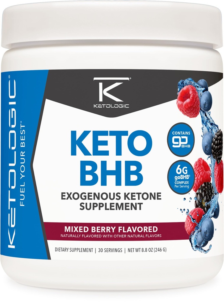 Ketologic Keto BHB (Μικτή γεύση μούρου) 30 Σερβιρίσματα - Εξωγενή συμπλήρωμα κετόνης με goBHB, Βήτα-Υδροξυβουτυρικά άλατα