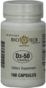 Bio-Tech Pharmacal D3-50 50.000 IU, 100 κάψουλες — Όλα-φυσικά συμπληρώματα — Υποστηρίζει τα οστά, καρδιά νευρομυϊκή, & ανοσοποιητική υγεία — Όχι γαλακτοκομικά, ψάρια, γλουτένη, φυστίκι, κοχύλια, & σόγια