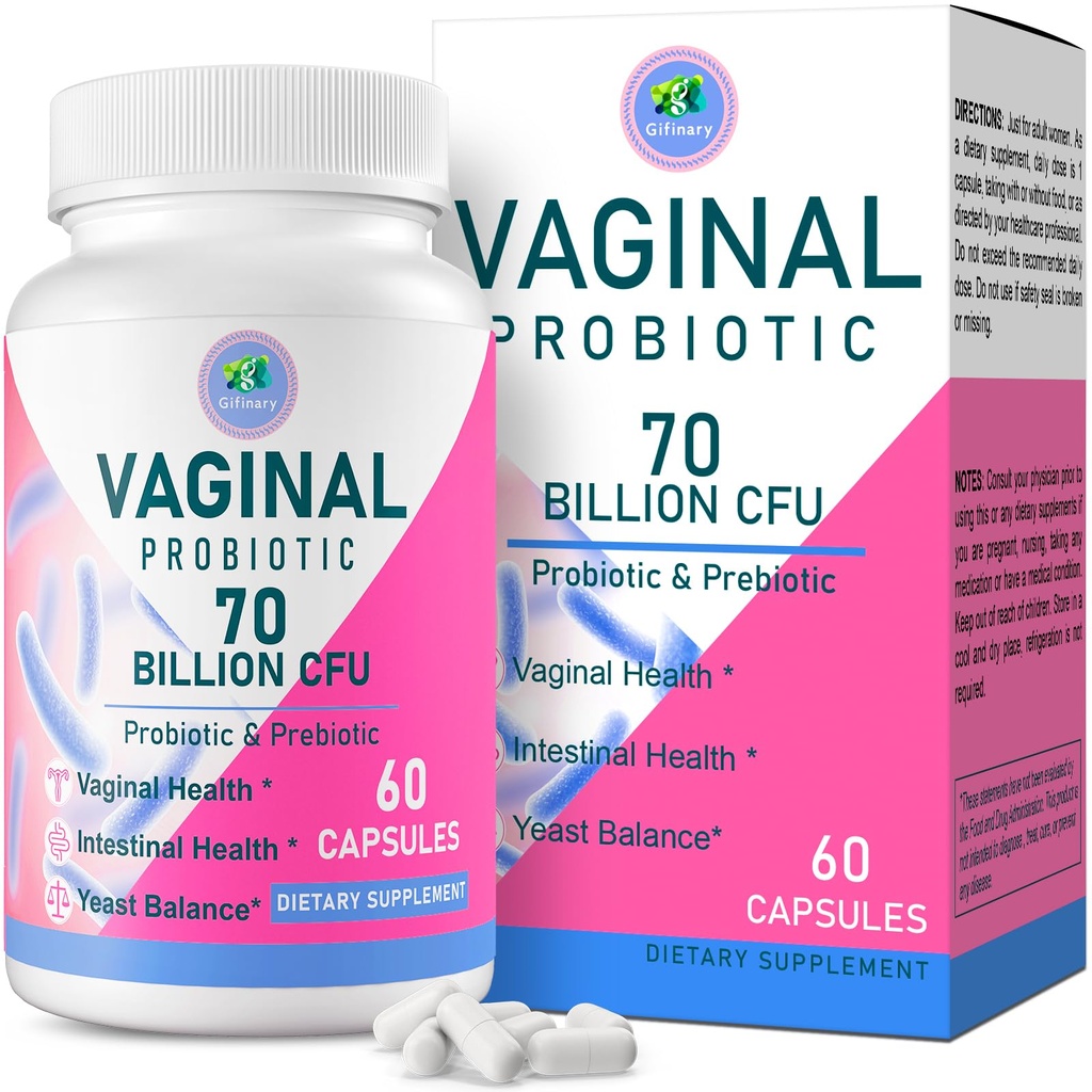 Vaginal Probiotics, PH Balance for Women, 70 Billion CFUs Womens Probiotic for Vaginal health, Urinary, Odor Control, Flor, Ph Balance & Hormone, with Prebiotic & D-Mannose - Shelf Stable, 60 Caps
