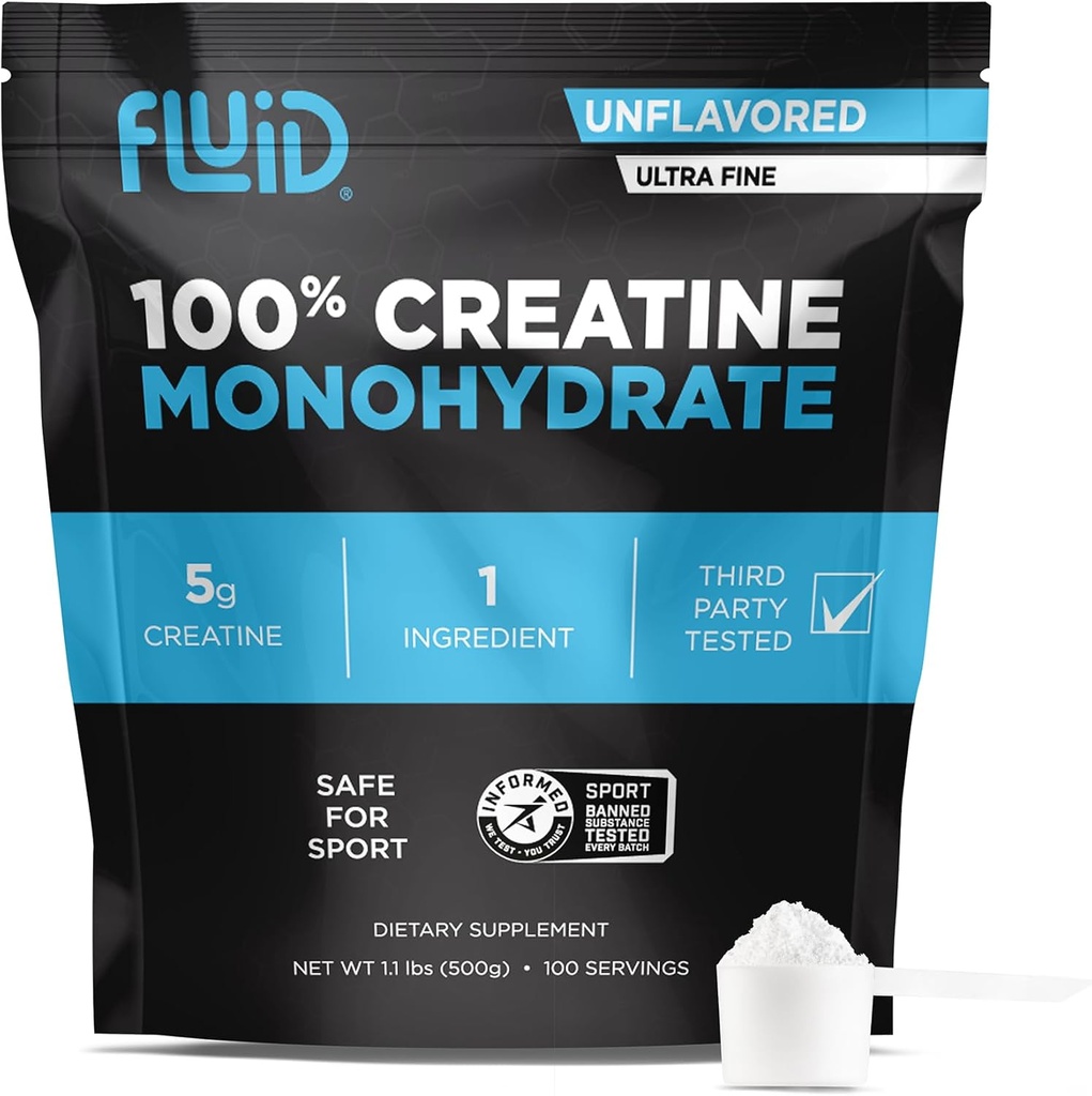 Υγρό Creatine - 100% Creatine Monohydrate σκόνη, Unflavored, Informed Sport Certified, 5g ανά υπηρεσία (100 υπηρεσίες)