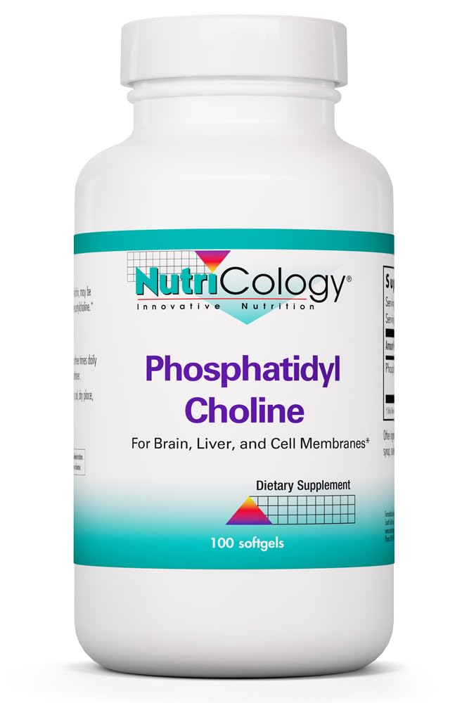 Nutricology Phosphatidyl Choline Supplement - Κάψουλες λεκιθίνης, Digestive Enzymes for Liver, Fat Digestion Support, Choline Supplements for Faty Liver, 1540mg Softgels - 100 Count