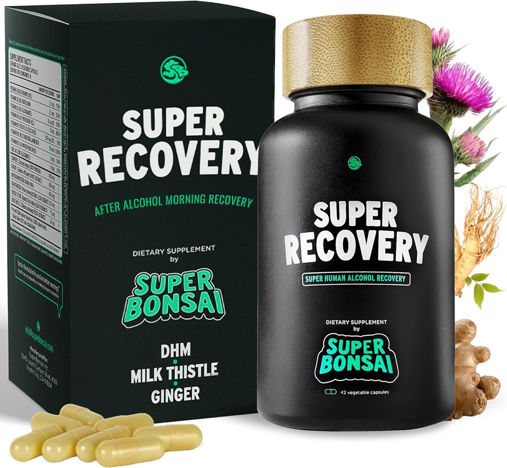 SuperBonsai Super Recovery Κάψουλες για Post Celebration and Morning Relief - All Natural Holistic Support - 3 Κάψουλες που λαμβάνονται πριν από το ποτό και μια προαιρετική εξυπηρέτηση μετά από (14 υπηρεσίες)