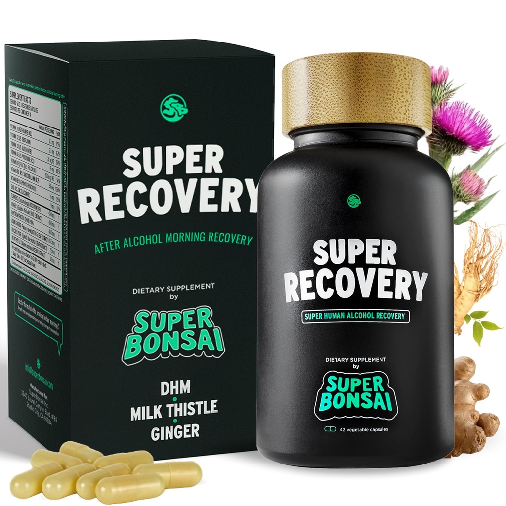 SuperBonsai Super Recovery Κάψουλες για Post Celebration and Morning Relief - All Natural Holistic Support - 3 Κάψουλες που λαμβάνονται πριν από το ποτό και μια προαιρετική εξυπηρέτηση μετά από (14 υπηρεσίες)