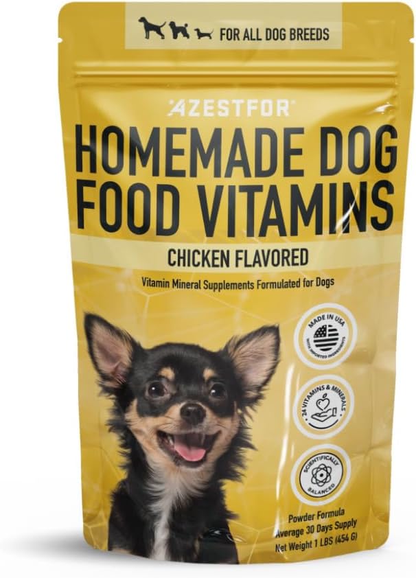 Azestfor Homemade Dog Food Supplement Dog Vitamins Made in USA Add to Holistic Whole Food Diets Raw BARF All Breeds Puppy Adult 16oz Powder
