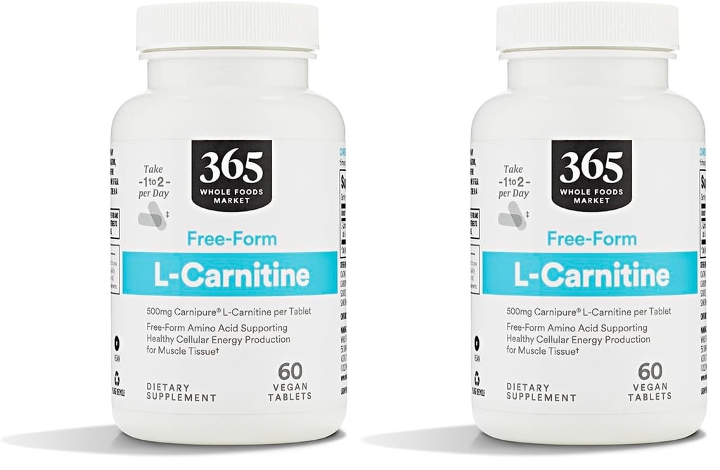 Ολόκληρη αγορά τροφίμων, L Carnitine 500mg, 60 ct (πακέτο του 2)