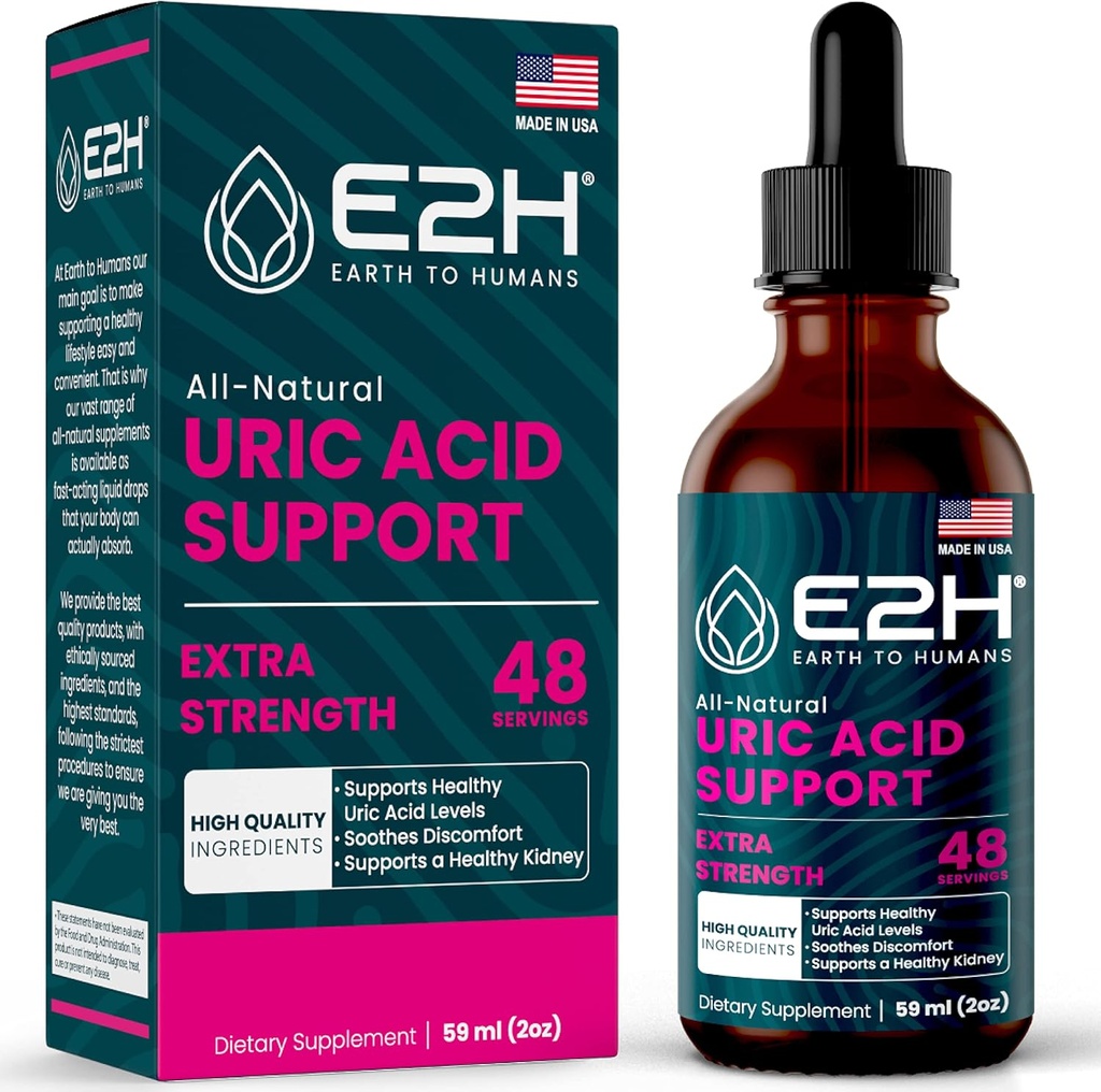 E2H Uric Acid Supplement Υποστήριξη - Tart Cherry and Devil’s Claw - Υποστηρίζει Uric Acid Υγεία και Νεφρική Λειτουργία Μη-GMO - Vegan - 2 Fl Oz