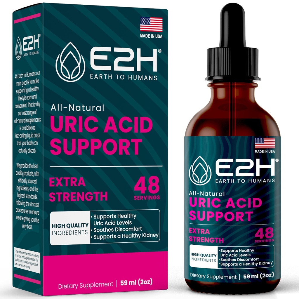 E2H Uric Acid Supplement Υποστήριξη - Tart Cherry and Devil’s Claw - Υποστηρίζει Uric Acid Υγεία και Νεφρική Λειτουργία Μη-GMO - Vegan - 2 Fl Oz
