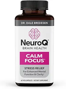 NeuroQ Calm Focus Κάψουλες - Συμπληρώματα ανακούφισης από το στρες - Υποστηρίζει την ψυχική λειτουργία & χαλάρωση - Sensoril Ashwagandha, μαγνήσιο, GABA, L-Θεανίνη, Andean Cocoa & Kava Kava - 60 κάψουλες