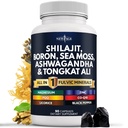 NEW AGE Shilajit Supplement with Sea Moss, Ashwagandha, Tongkat Ali, Boron, Magnesium - Fulvic Acid Capsles for Men - 90 Count