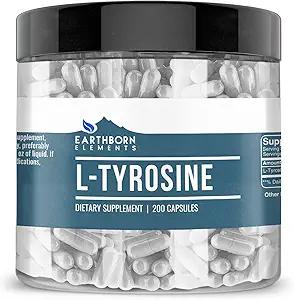 Earthborn Elements L-Tyrosine 200 Capsules, Pure & Undiluted, No Additives