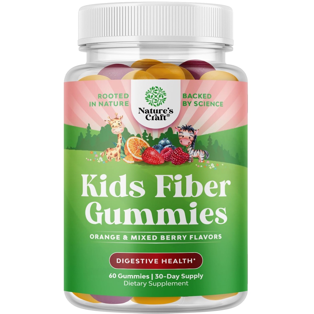 Υψηλής προβιοτικής Ίνες Gummies για τα παιδιά - Διαιτητικά συμπληρώματα Ίνες για την πέψη & δυσκοιλιότητα - Chicory Root Kids Immune Gummies - Μη ΓΤΟ & Vegan Digestive Διατροφικά συμπληρώματα - 60 Count