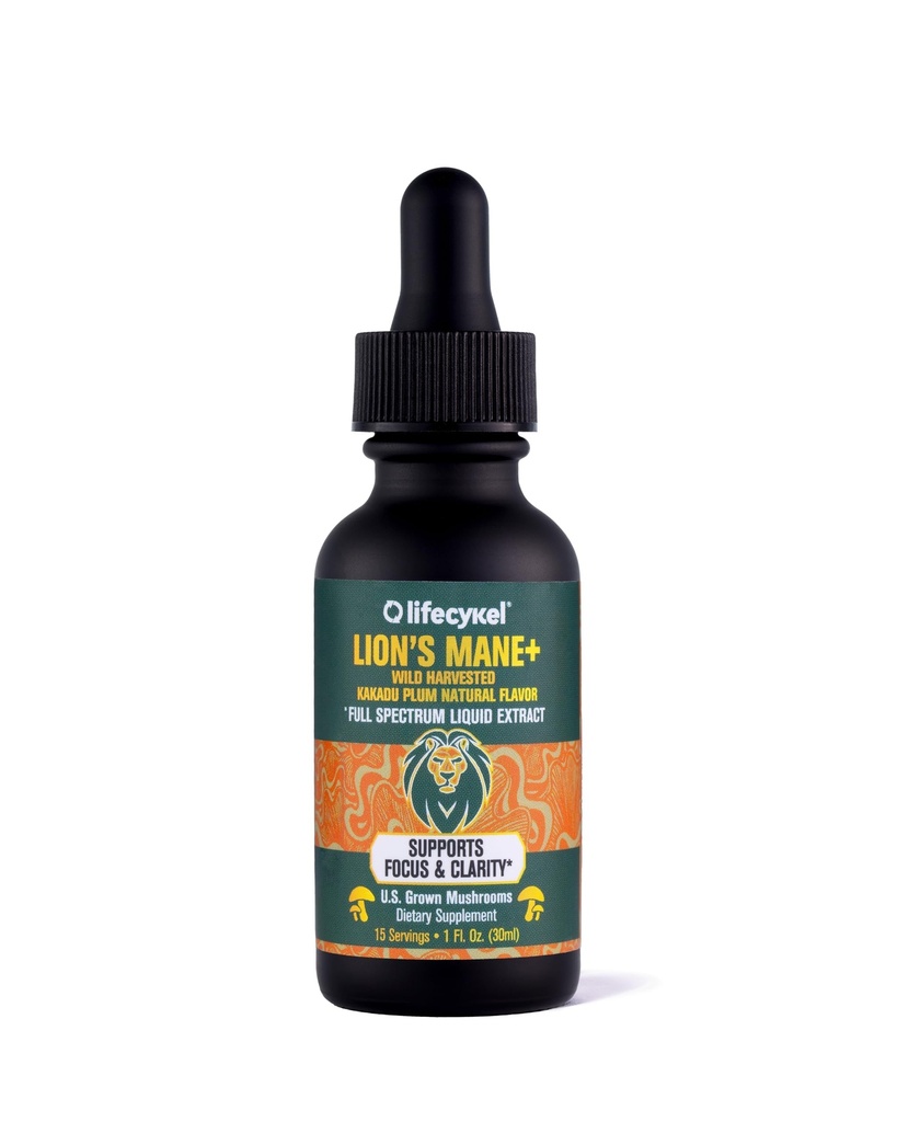 Life Cykel - εκχύλισμα Mane Mushroom Lion με Kakadu Plum - Brain Booster Nootropic για Μνήμη, Εστίαση & REM Ύπνος - Μη-GMO, Βιολογικός Βαφή Μανιταριών - 1 Fl Oz (15 Υπηρεσίες)
