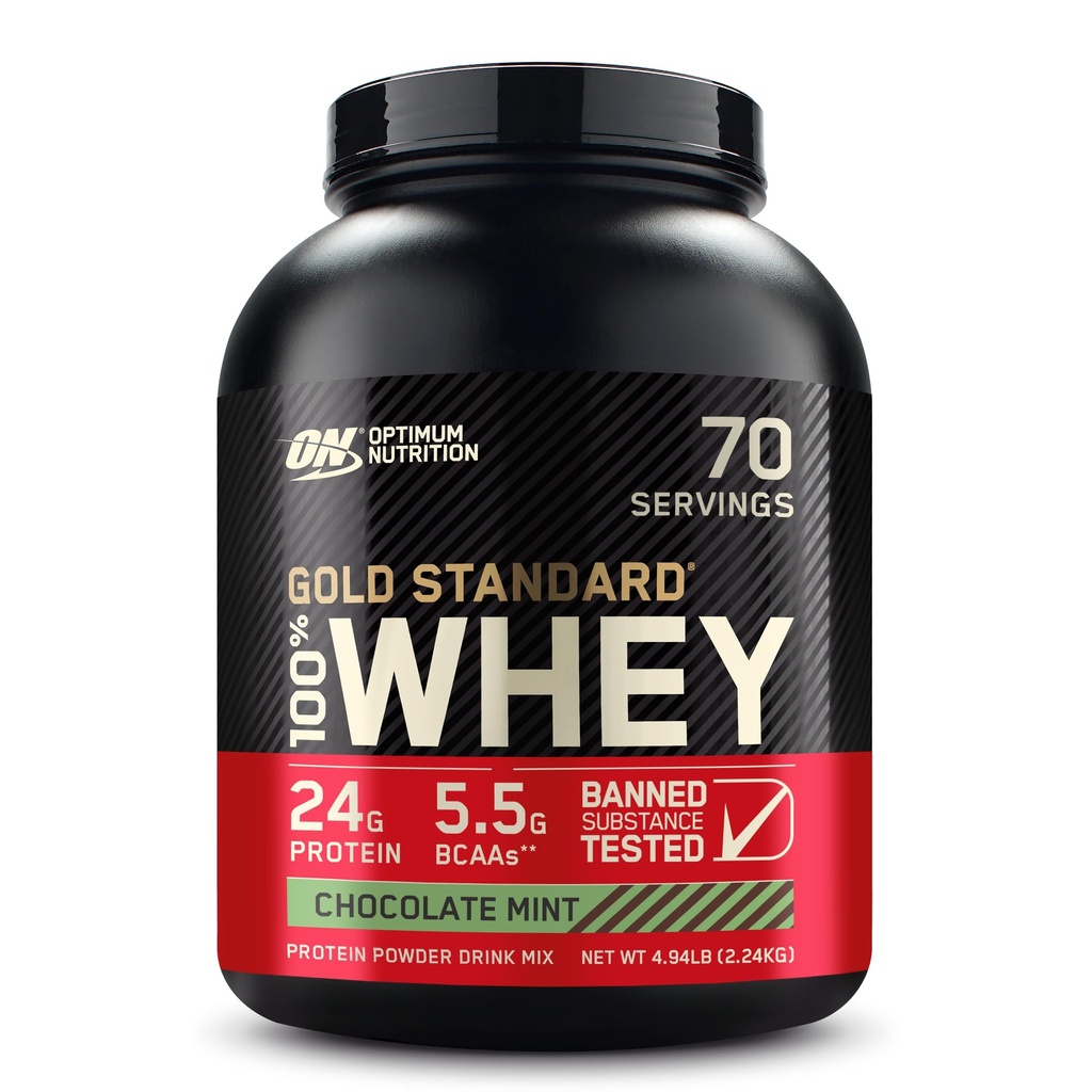 Optimum Nutrition Gold Standard 100% Whey Protein Powder, Chocolate Mint,5 Pound (Packaging May Vary)