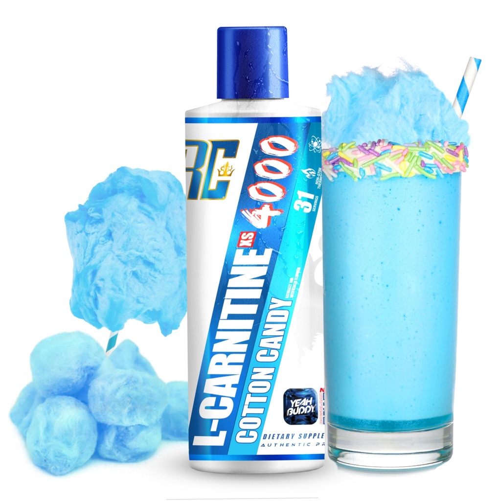 Ronnie Coleman Signature Series L Carnitine XS 4000 Liquid, Simulant Free, Sugar Free, Zero Carbs, Lean Muscle Strength Support for Men & Women, 16 Oz (16 oz, Cotton Candy (4000))