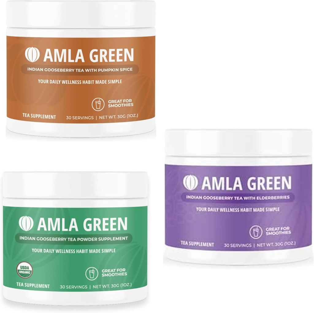 Amla σκόνη, πράσινο τσάι Superfood συμπλήρωμα με κολοκύθας & ινδικά φραγκοστάφυλα & elderberry, οργανικά, Vegan, 30 εξυπηρετούν