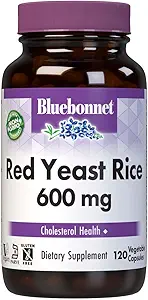 Bluebonnet Nutrition Red Yeast Rice 600 mg, Heart Health*, Μη ΓΤΟ, Vegan, Kosher Certified, Χωρίς γλουτένη, Χωρίς σόγια, Γαλακτοκομικά, 120 κάψουλες λαχανικών, 120 Σερβιέτες