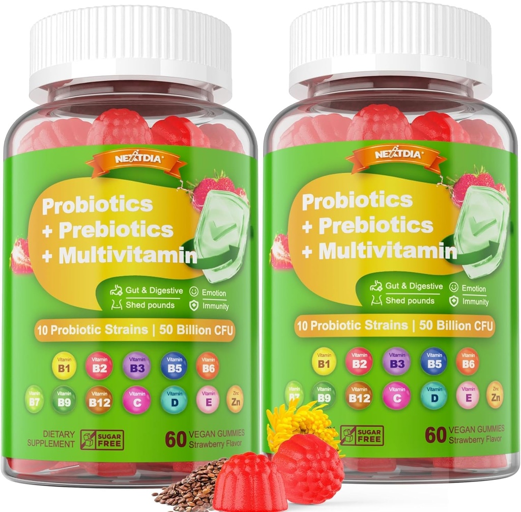 Vegan Probiotics Gummies for Women & Men - Fiber Prebiotics Συμπληρώματα 
