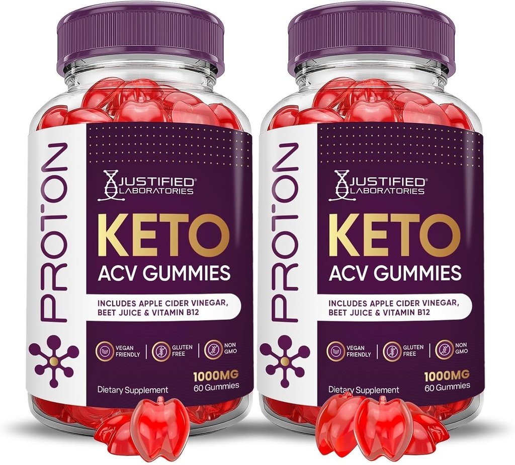 Justified Laboratories (2 Pack Proton Protein Keto ACV Gummies Advanced Formula 1000MG Proton Boost Formated with Ρόδι χυμού τεύτλων σκόνη B12 Vegan Non GMO 120 Gummys