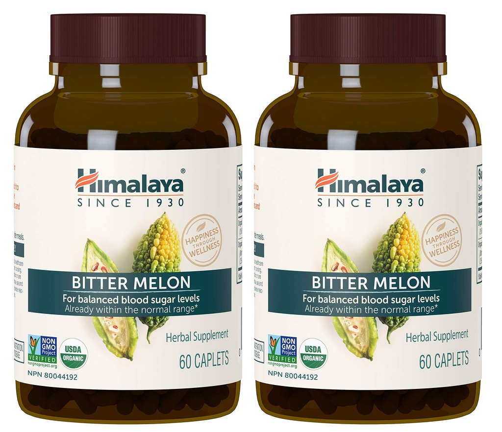 Himalaya Organic Bitter Melon - Υποστήριξη Μεταβολισμού Φυτικών Γλυκόζης - USDA Organic, Non-GMO, Vegan, Gluten Free, Πρόσθετα Χωρίς, 660 mg, 60 Caplets (Pack of 2)