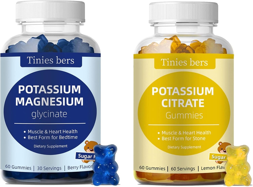 Κάλιο Κιτρικό Gummies και Μαγνήσιο Κάλιο Γλυκινικό Gummies για ενήλικες και παιδιά, Ζάχαρη Δωρεάν Gummies