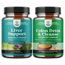 Δέσμη του Liver Cleanse Detox & Repair Complex και Colon Cleanser & Detox - συμπλήρωμα στήριξης του ήπατος με το γάλα Silymarin - Lactobacillus Acidophilus Probiotic συμπλήρωμα καθαρισμού σώματος