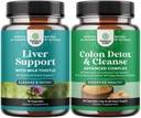 Δέσμη του Liver Cleanse Detox & Repair Complex και Colon Cleanser & Detox - συμπλήρωμα στήριξης του ήπατος με το γάλα Silymarin - Lactobacillus Acidophilus Probiotic συμπλήρωμα καθαρισμού σώματος