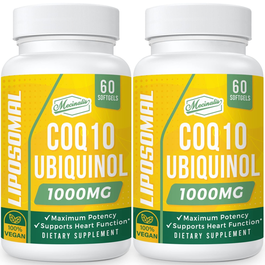 1000mg Liposomal CoQ10 Softgels | Better Absorption CoQ10 Ubiquinol Supplement | Heart Function & Energy Production | Active Antioxidant Form of Vegan Coenzyme Q10 | Non-GMO | 120 Softgels
