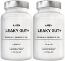 Amen Leaky Gut Supplement - Προηγμένη Φόρμουλα με Βιοδιαθέσιμη L Γλουταμίνη, Ψευδάργυρος, Κουρκουμάς, DGL Licorice Root - Ρίζα Marshmallow - Προβιοτικά & Ζυμωμένα Πρεβιοτικά - Vegan, Non-GMO - 2-Pack