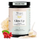 Winged Wellness Glow Up, Collagen Powder for Women - Hair, Skin & Nails Συμπλήρωμα ομορφιάς με Grass-Fed Hydrolyzed Collagen Peptides Adaptogens, Vitamin C & Biotin - 25 Σερβίρεις, Χωρίς γεύση