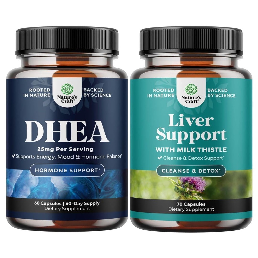 Συμπλήρωμα DHEA για γυναίκες & άνδρες - Pure DHEA 25mg για την ισορροπία ορμονών - Dehydroepiandrosterone και Liver Cleanse Detox & Repair - συμπλήρωμα γαϊδουράγκαθου γάλακτος για την πέψη & ανοσοποιητική υγεία