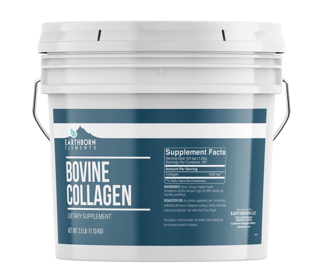 Earthborn Elements Bovine Collagen Peptides Powder 1 Gallon Bucket, καθαρό & μη αραιωμένο, συμπλήρωμα διατροφής