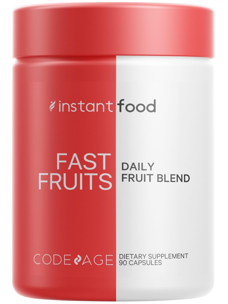 Codeage Instantfood Fast Fruits, Πάνω από 15 Φρούτα Σκόνες Ισοδύναμο All-in-One, Vegan Daily Whole Food Vitamins - μούρα, Αντιοξειδωτικά Πολυφαινόλες & Bioflavonoid Multivitamin, Μη ΓΤΟ, 90 Κάψουλες