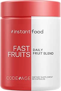 Codeage Instantfood Fast Fruits, Πάνω από 15 Φρούτα Σκόνες Ισοδύναμο All-in-One, Vegan Daily Whole Food Vitamins - μούρα, Αντιοξειδωτικά Πολυφαινόλες & Bioflavonoid Multivitamin, Μη ΓΤΟ, 90 Κάψουλες